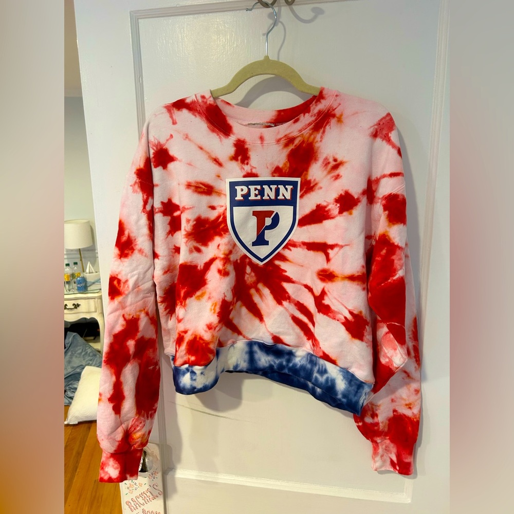 University of Pennsylvania tie dye red and blue sweatshirt